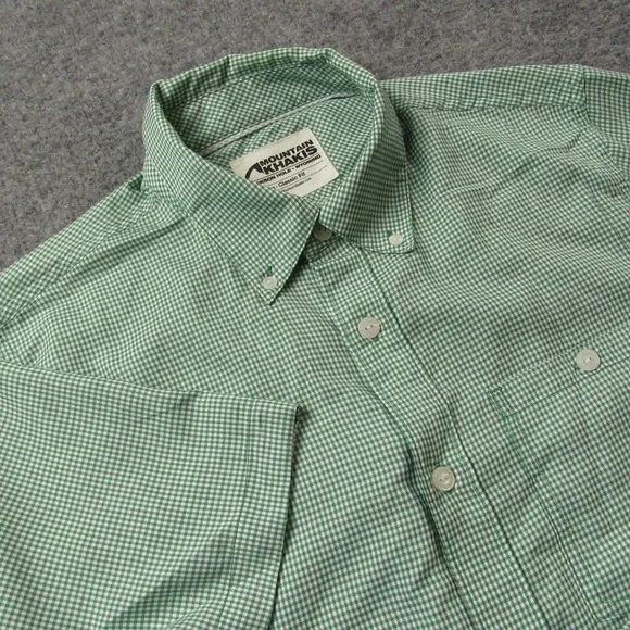 Mountain Khakis Shirt Mens Medium Green Gingham Check Passport EC Outdoor - Picture 1 of 13